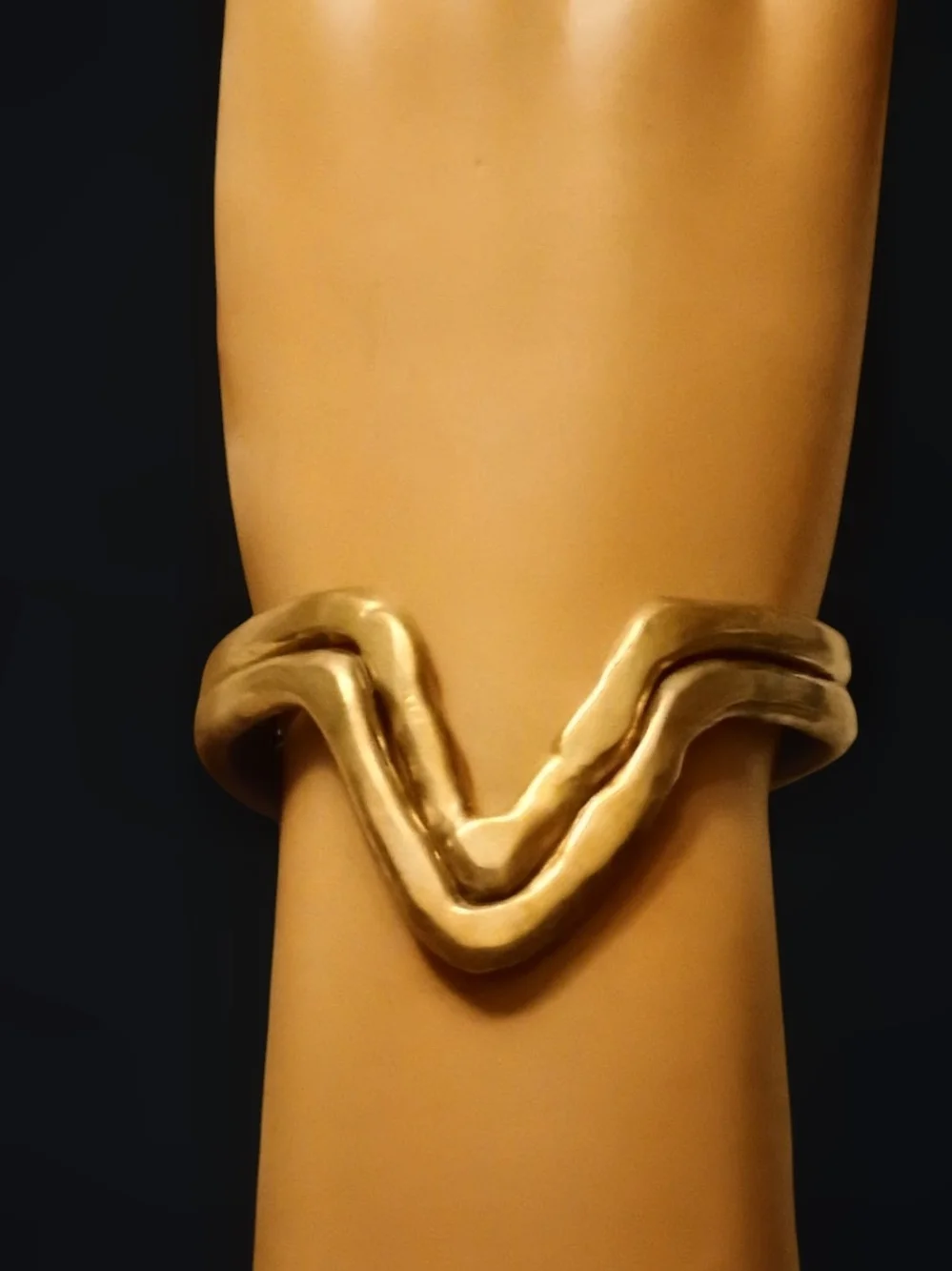 Sculptural Gold Tone V-Accent Cuff Bracelet - Picture 1 of 10